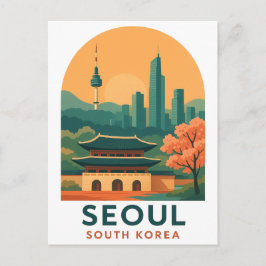 Seoul South Korea Postcard – Vintage Travel Art Postkarte
