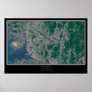 Seoul South Korea Satellite Poster Map