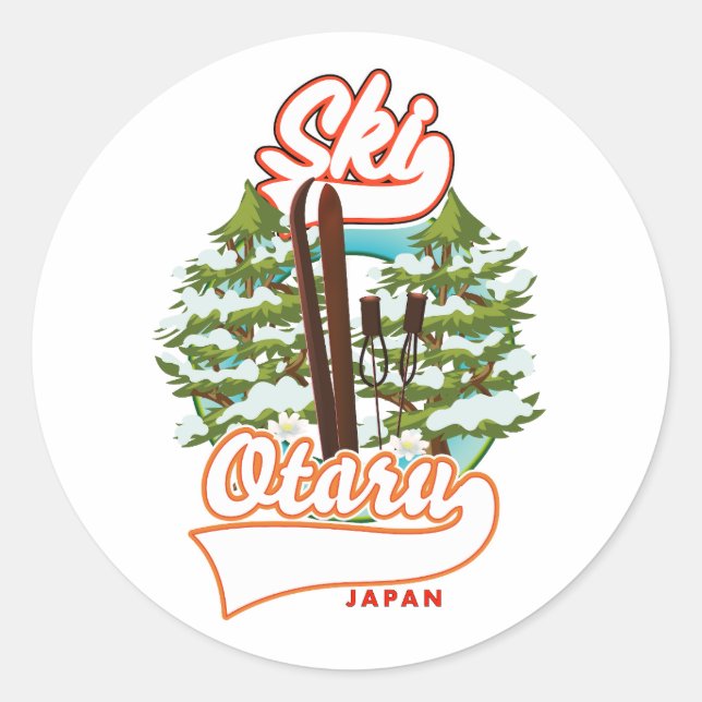 Seoul South Korea Ski Logo Coffee Tasse Classic Ro Runder Aufkleber (Vorderseite)