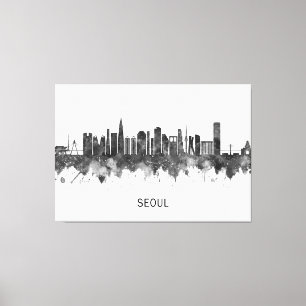 Seoul South Korea Skyline BW Leinwanddruck