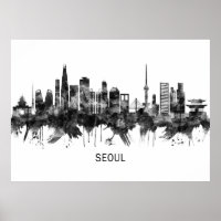 Seoul South Korea Skyline BW