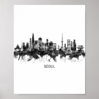 Seoul South Korea Skyline BW