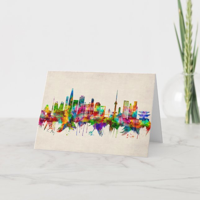 Seoul South Korea Skyline Feiertagskarte (Vorderseite)