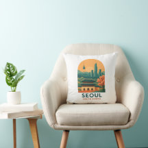 Seoul South Korea Throw Pillow – Vintage Travel 