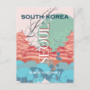 Seoul South Korea Travel Art Feiertagspostkarte