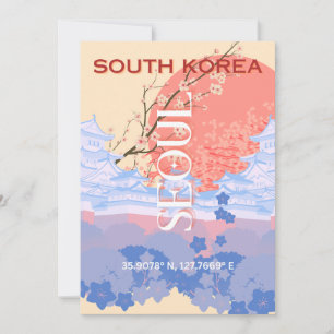Seoul South Korea Travel Art, Pastel Feiertagskarte
