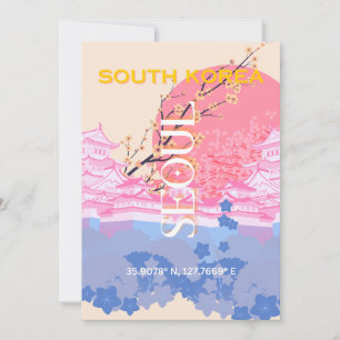 Seoul South Korea Travel Art, Pastel Feiertagskarte