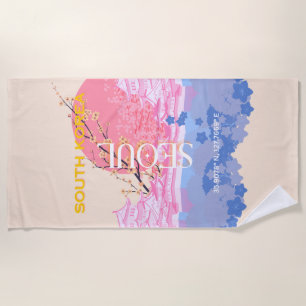 Seoul South Korea Travel Art, Pastel Strandtuch