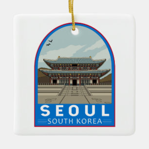 Seoul South Korea Travel Art Vintag Keramikornament
