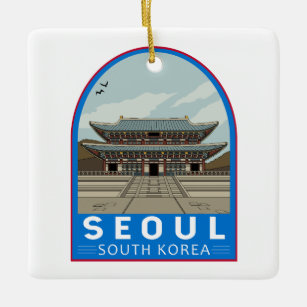 Seoul South Korea Travel Art Vintag Keramikornament
