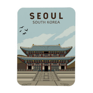 Seoul South Korea Travel Art Vintag Magnet