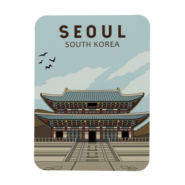 Seoul South Korea Travel Art Vintag Magnet (Vertikal)