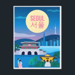 Seoul South Korea Travel Art Vintages Retro Postkarte<br><div class="desc">Vintag,  Retro,  Reisen,  modern,  Aquarell,  Classic,  Südkorea Postkarten,  Südkorea,  Südkorea, </div>