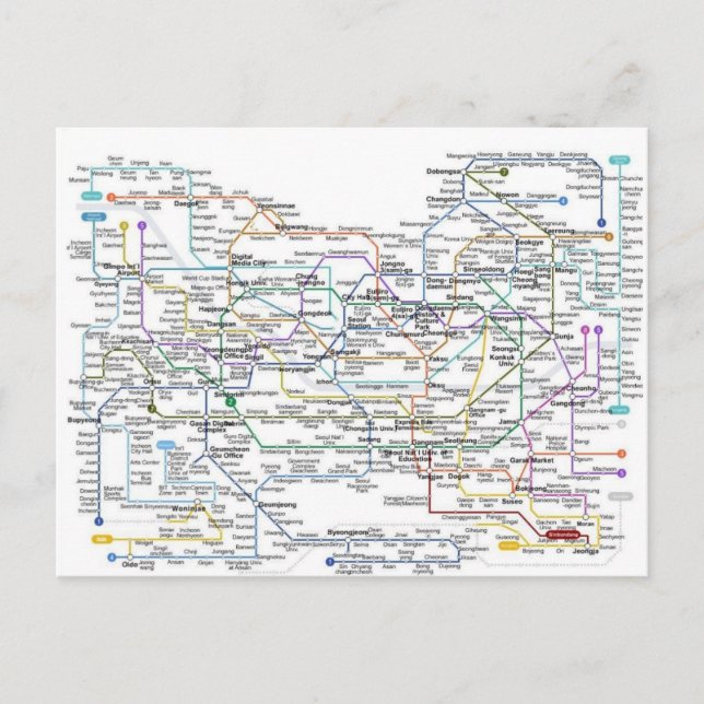 Seoul Subway Map Postkarte (Vorderseite)