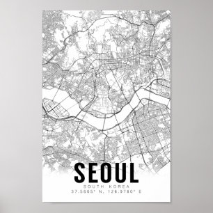 Seoul Südkorea 서 울 Minimalistische Karte Poster