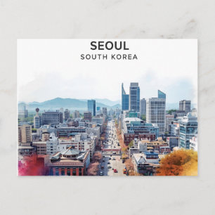 Seoul Südkorea Aquarell Reise Kunst Postkarte