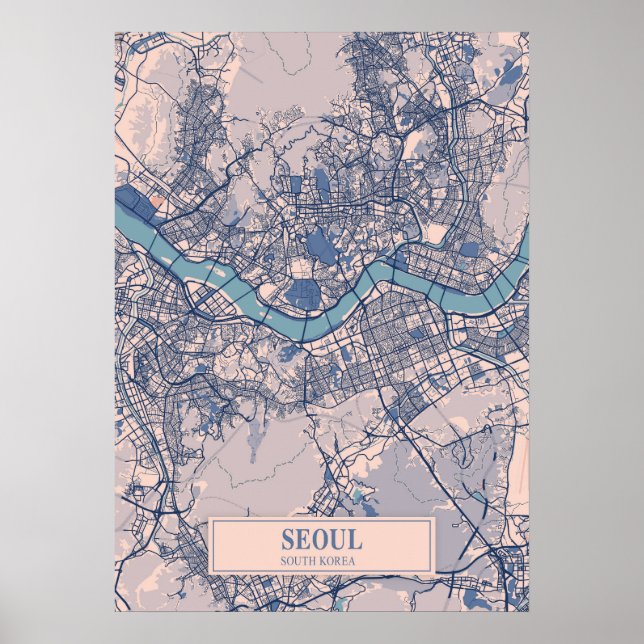 Seoul - Südkorea Breezy City Map Poster (Vorne)