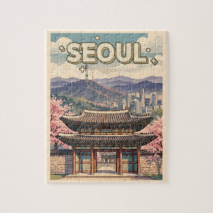 Seoul Südkorea – Kirschblüten & Skyline Puzzle