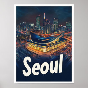 Seoul Südkorea Kunst Vintage Reiseillustration Poster