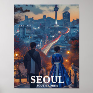 Seoul Südkorea Künstlerische Reiseillustration Poster