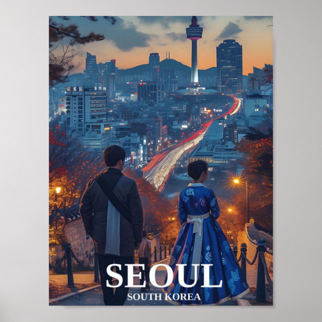 Seoul Südkorea Kunstreise Illustration Poster (Vorne)