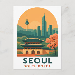Seoul Südkorea Postkarte – Vintage Reise Kunst 