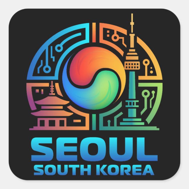 Seoul Südkorea Quadratischer Aufkleber (Vorderseite)