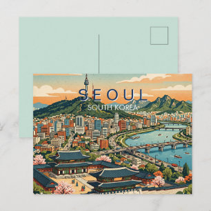 Seoul Südkorea Reise Kunst Vintage Feiertagspostkarte