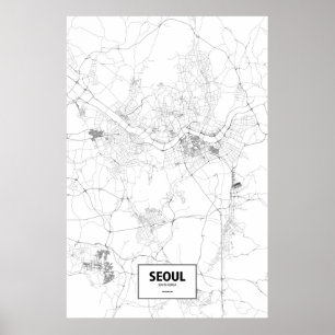 Seoul, Südkorea (schwarz auf weiß) Poster