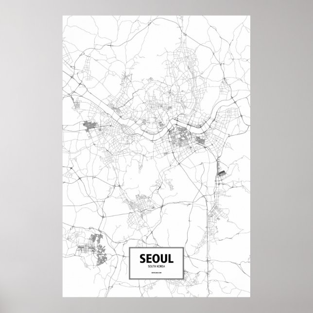 Seoul, Südkorea (schwarz auf weiß) Poster (Vorne)