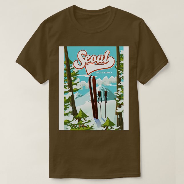 Seoul Südkorea Skiposter T-Shirt (Design vorne)