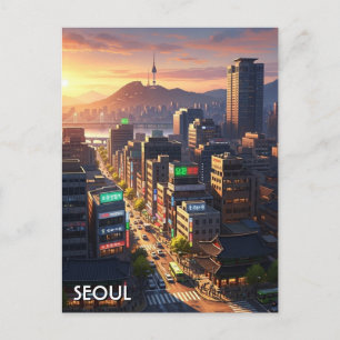 Seoul Südkorea Sonnenuntergang Postkarte