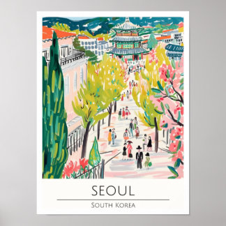Seoul Südkorea Vintage Art Illustration Reise Poster