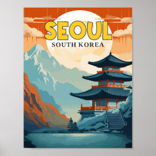 Seoul Südkorea vintage Reiseillustration Poster