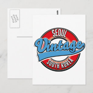 Seoul Südkorea Vintages Logo Postkarte
