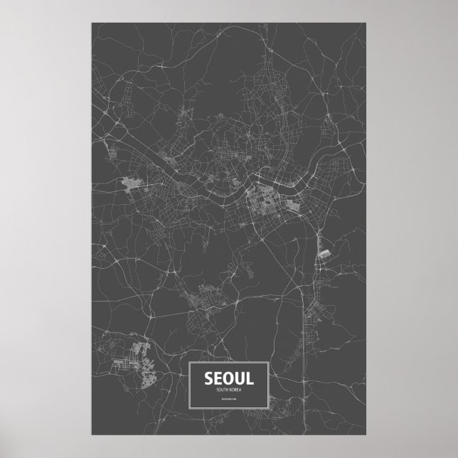 Seoul, Südkorea (weiß auf schwarz) Poster (Vorne)