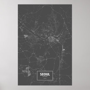 Seoul, Südkorea (weiß auf Schwarzem) Poster