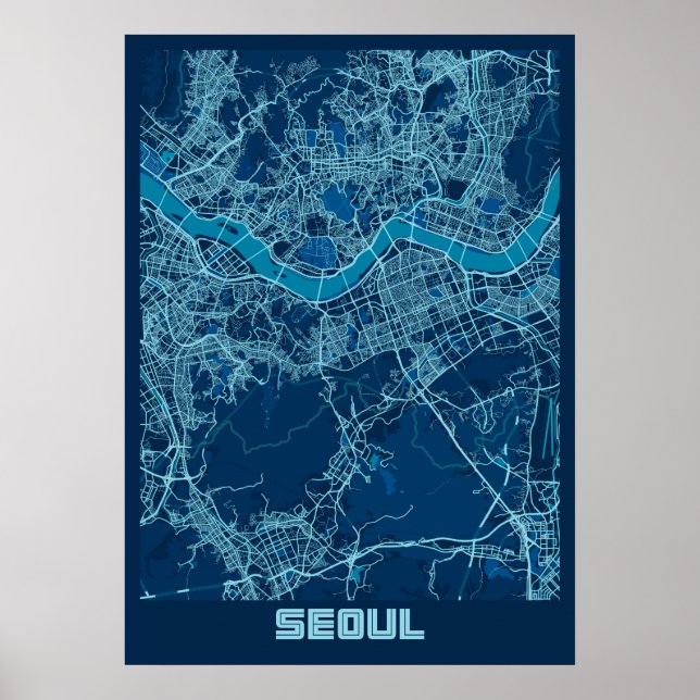 Seoul - Südkoreanische Friedens-City-Karte Poster (Vorne)