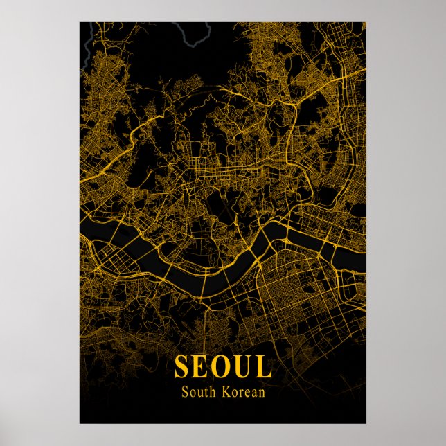 Seoul - Südkoreanische Gold City Karte Poster (Vorne)