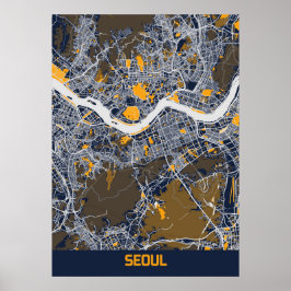 Seoul - Südkoreanischer Bluefresh City Map Poster