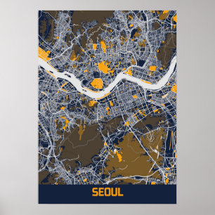 Seoul - Südkoreanischer Bluefresh City Map Poster