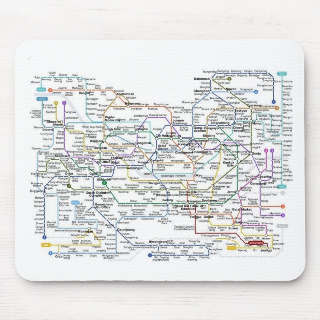 Seoul-Untergrundbahn-Karte Mousepad (Vorne)