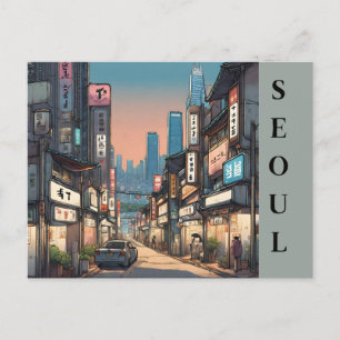 Seoul Vintag South Korea Travel asian Cityscape Postkarte