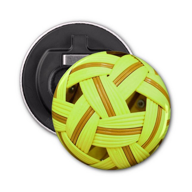 Sepak Takraw Ball Yellow Sports Flaschenöffner (Vorderseite)