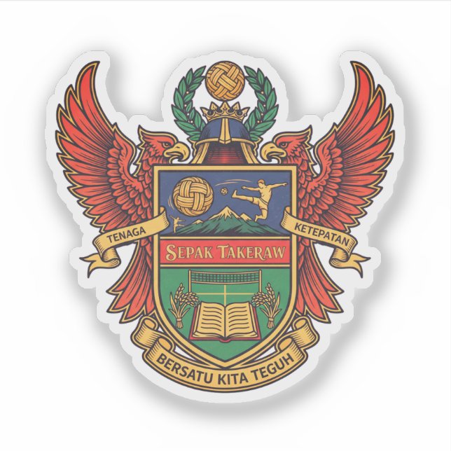 Sepak Takraw - Wappenstil-Logo Aufkleber (Vorderseite)