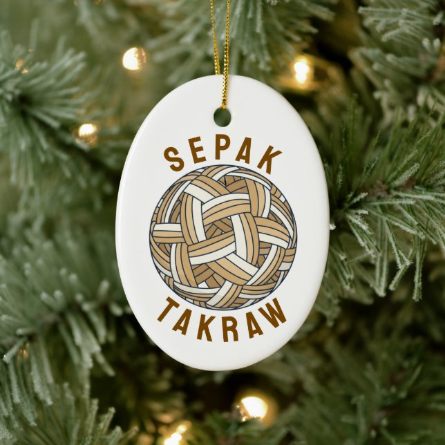 Sepak Takraw Woven Ball Keramik Ornament (Baum)