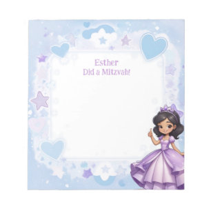 Sephardi Princess Blue Lila Personalisiert Mitzvah Notizblock