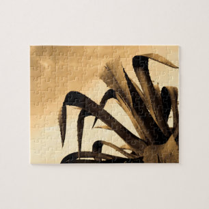 Sepia Aloe Cactus Pflanze Puzzle
