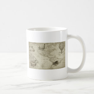 Sepia-Alt-Antik-Vintage-USA-Karte-Reise Kaffeetasse