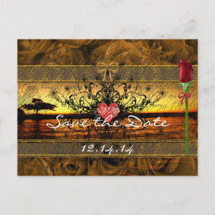 Sepia-Alte-Rosen unter den beruhigenden Wellen Ankündigungspostkarte